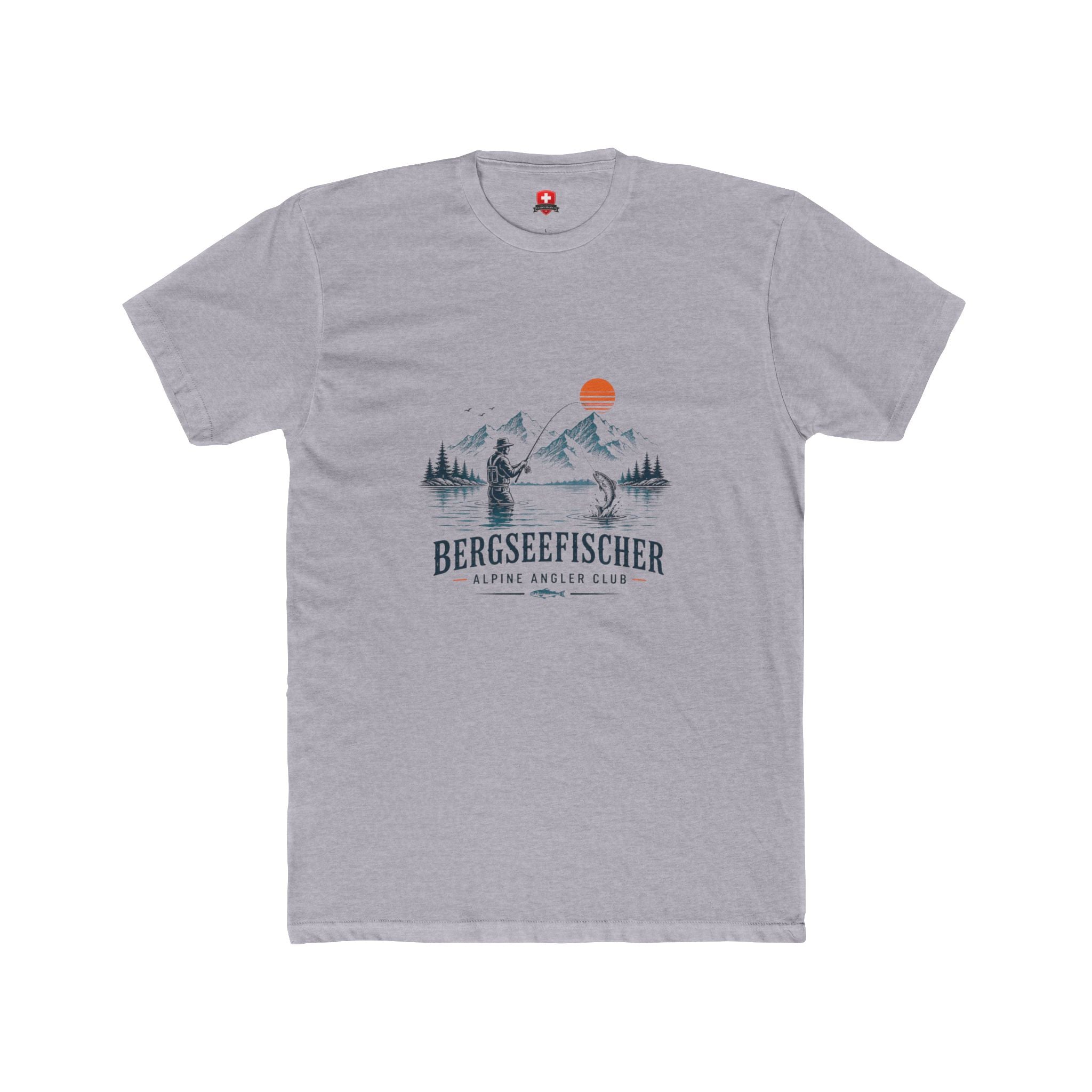 Angler T-Shirt Unisex – Bergsee-Fischer bei Sonnenuntergang Outdoor