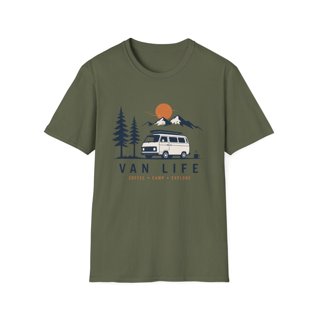 Van Life & Wandern T-Shirt Unisex – Campervan, Berge & Sonnenuntergang