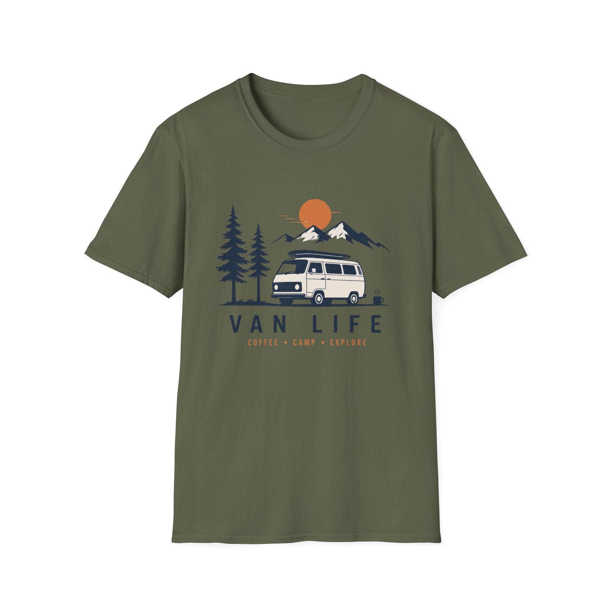 Van Life & Wandern T-Shirt Unisex – Campervan, Berge & Sonnenuntergang
