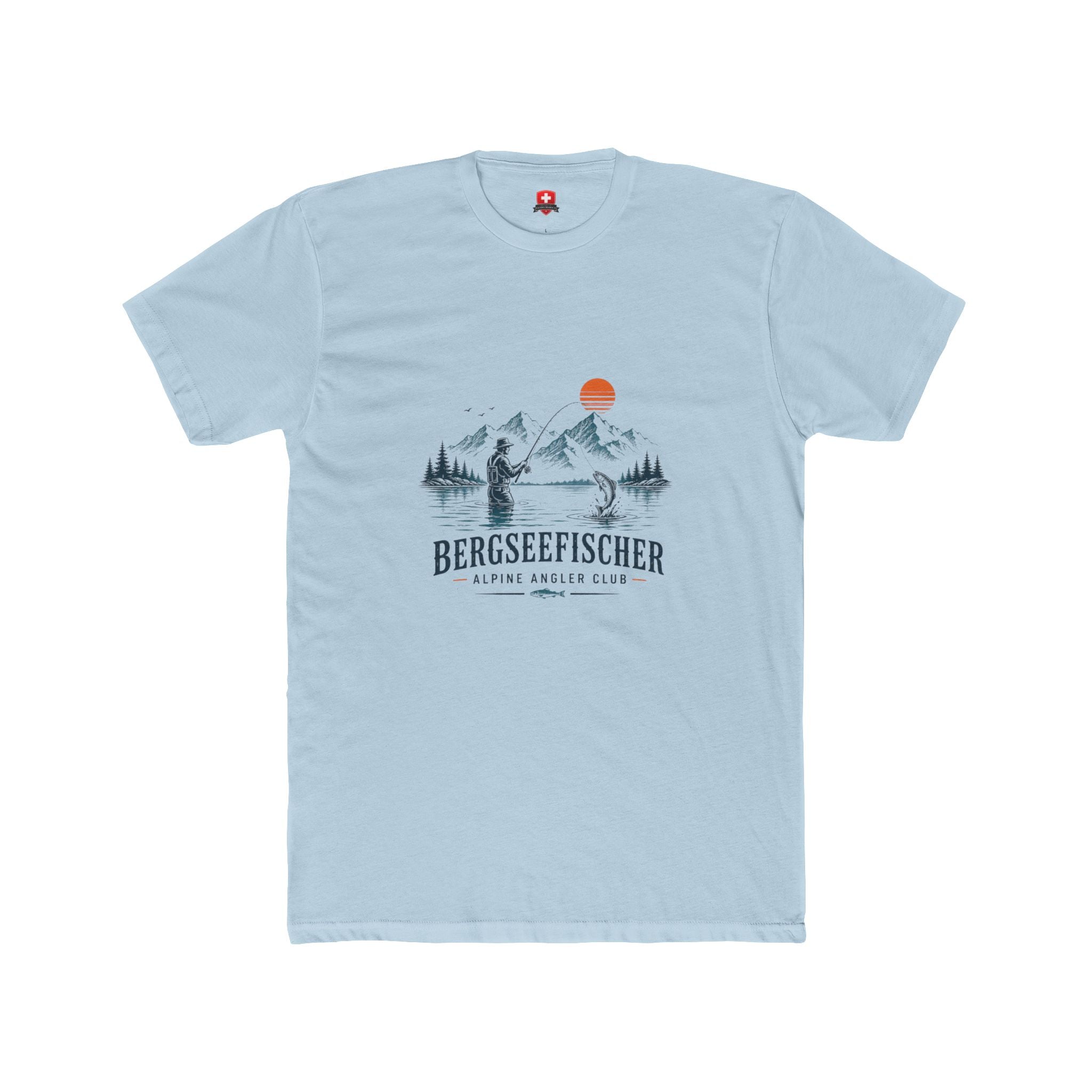 Angler T-Shirt Unisex – Bergsee-Fischer bei Sonnenuntergang Outdoor