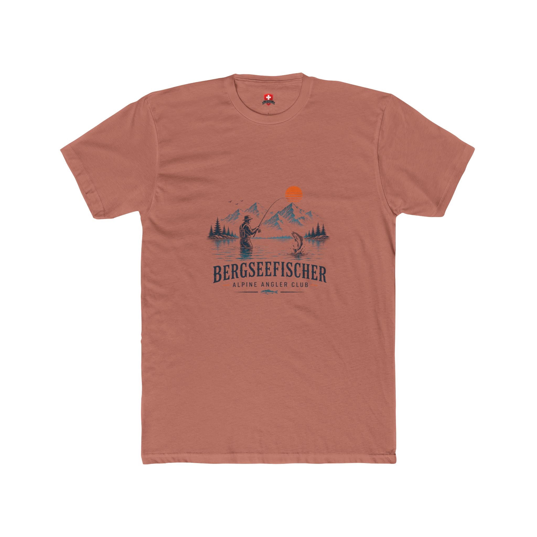 Angler T-Shirt Unisex – Bergsee-Fischer bei Sonnenuntergang Outdoor
