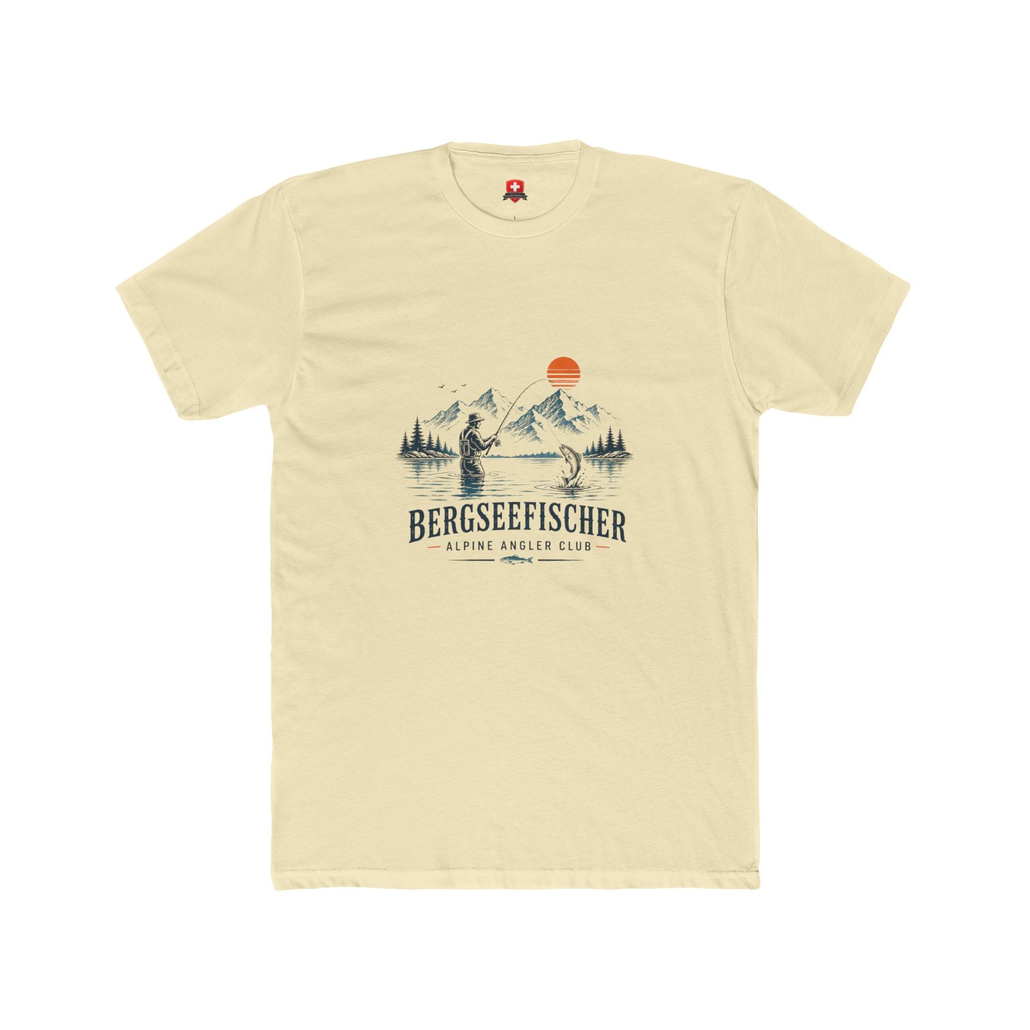 Angler T-Shirt Unisex – Bergsee-Fischer bei Sonnenuntergang Outdoor