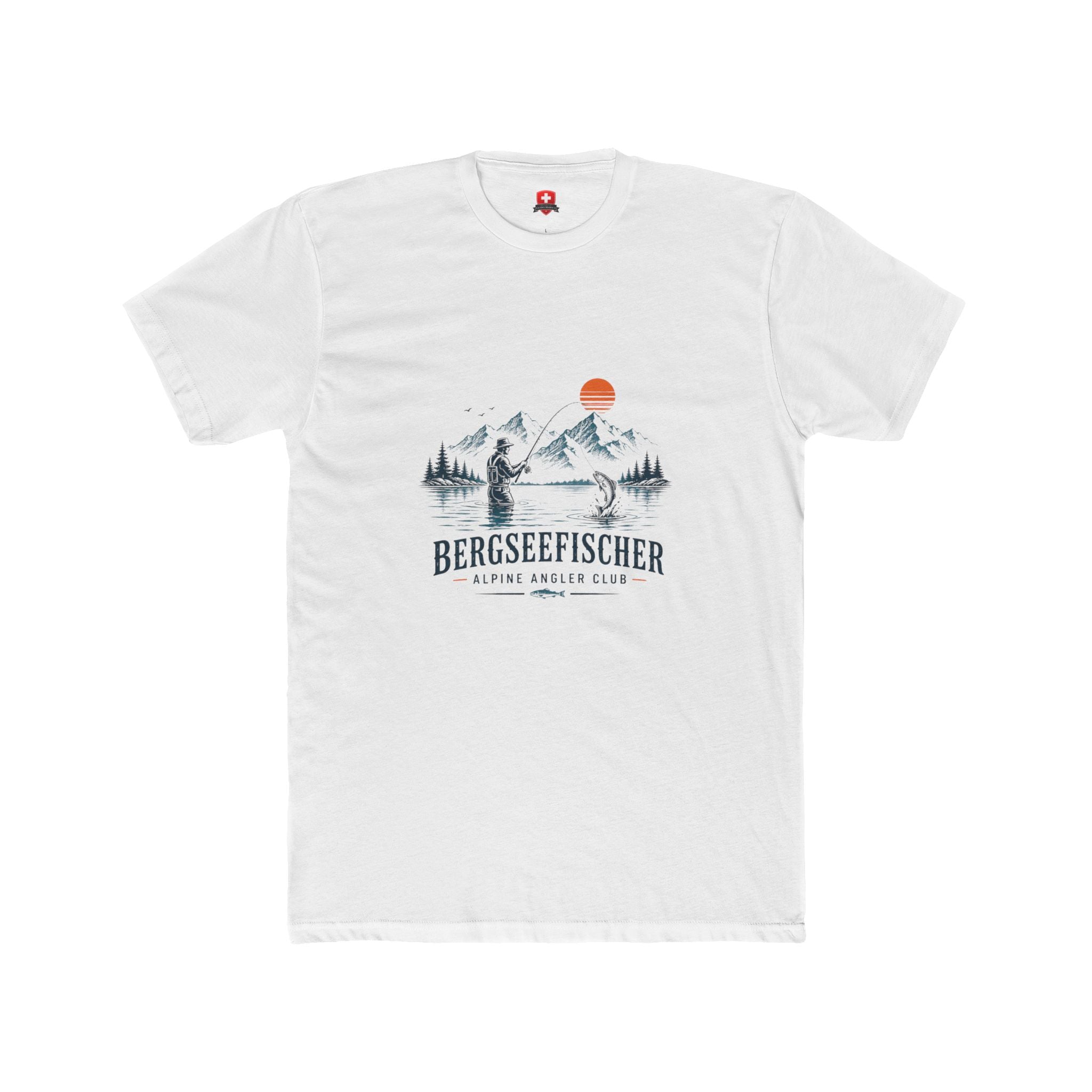 Angler T-Shirt Unisex – Bergsee-Fischer bei Sonnenuntergang Outdoor