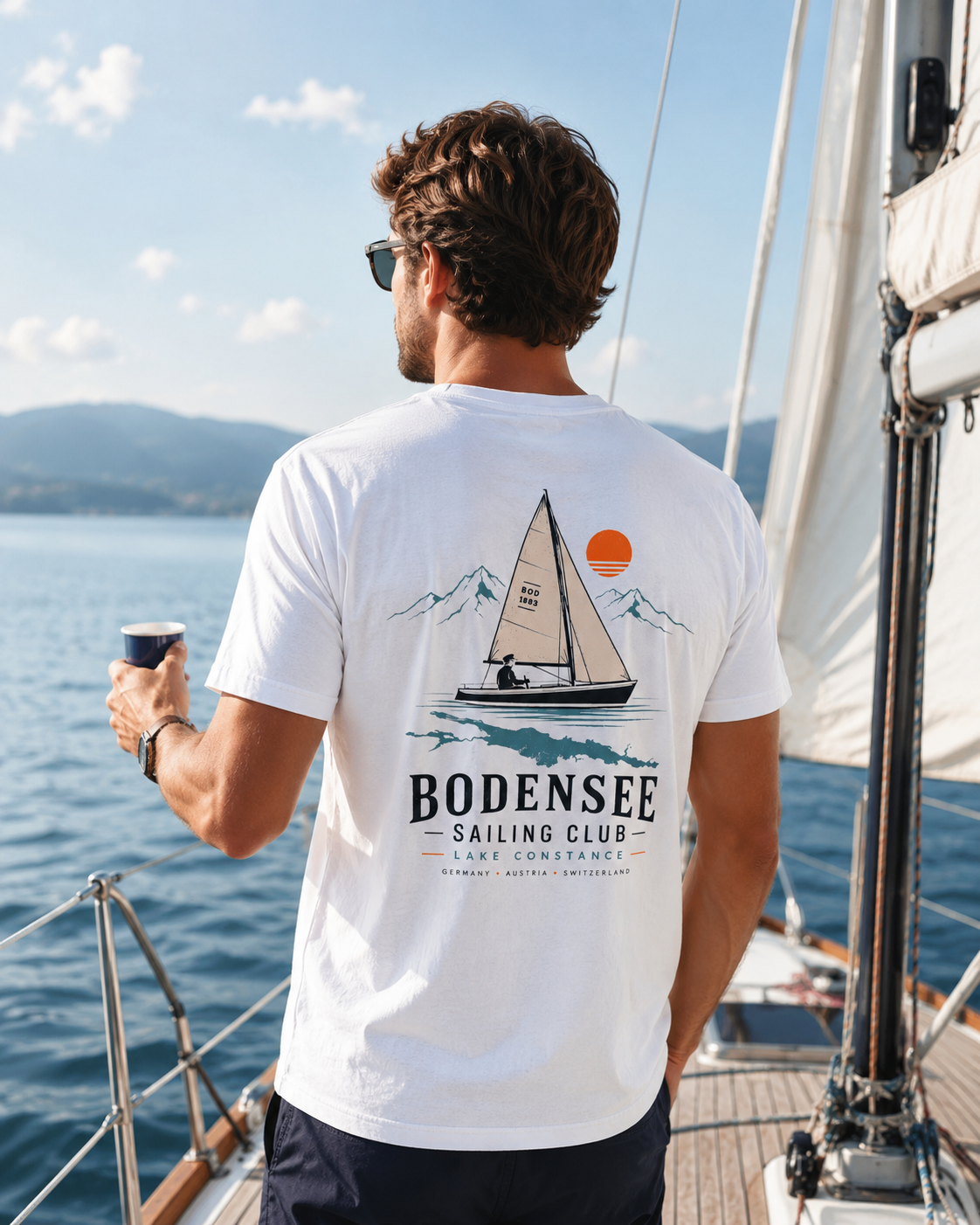 Segel T-Shirt Unisex – Segelboot Sailing Club Regatta Bodensee
